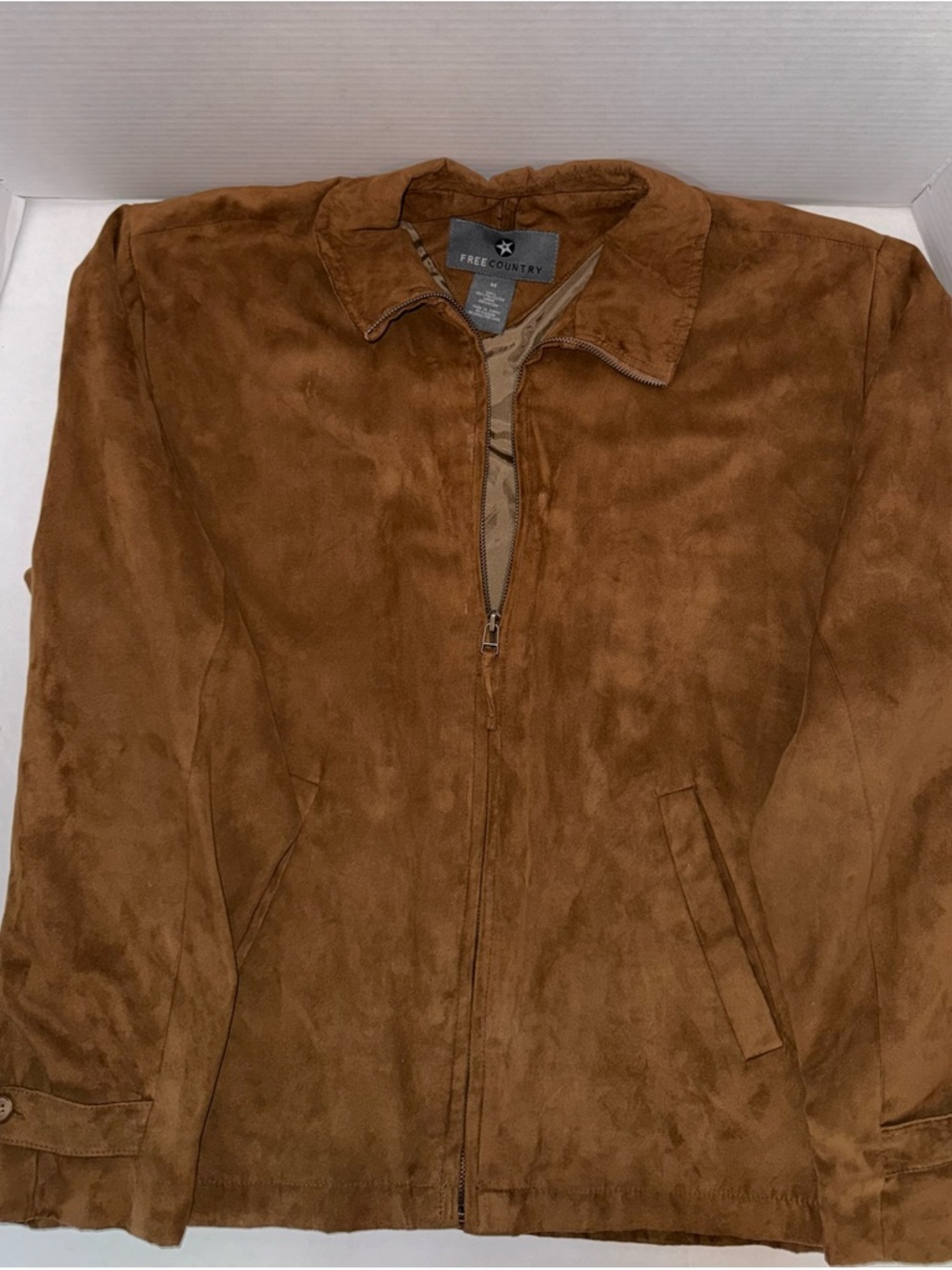 Free Country Men's Tan Suede Zip-Front Shirt Jacket - Picture 6 of 7